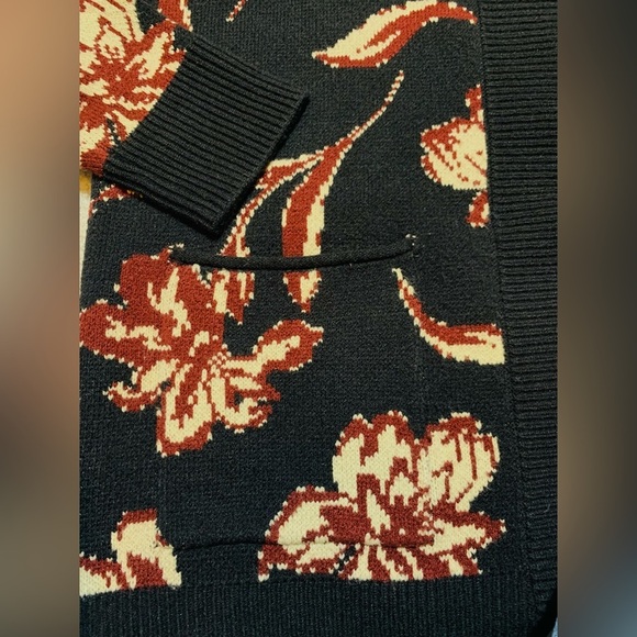Le Serein Floral Knit Cardigan Sweater Open Front Women Large - Picture 3 of 6